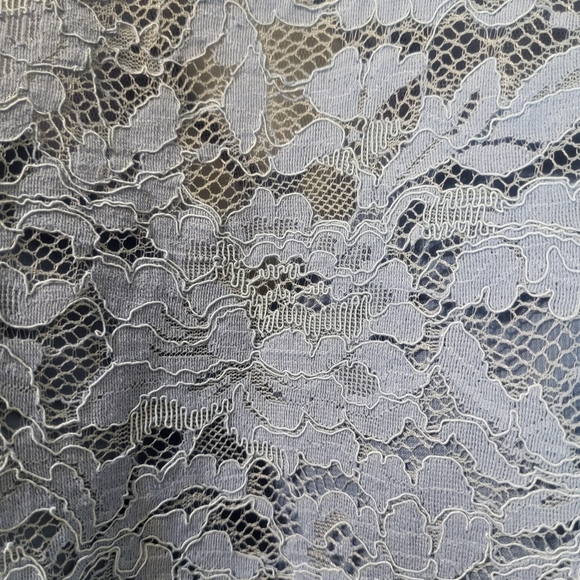 Slate blue formal dress with lace top and chiffon skirt - Picture 5 of 11